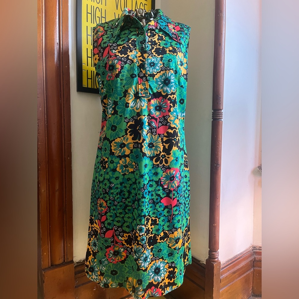 Vintage 70s Floral Sleeveless Dress